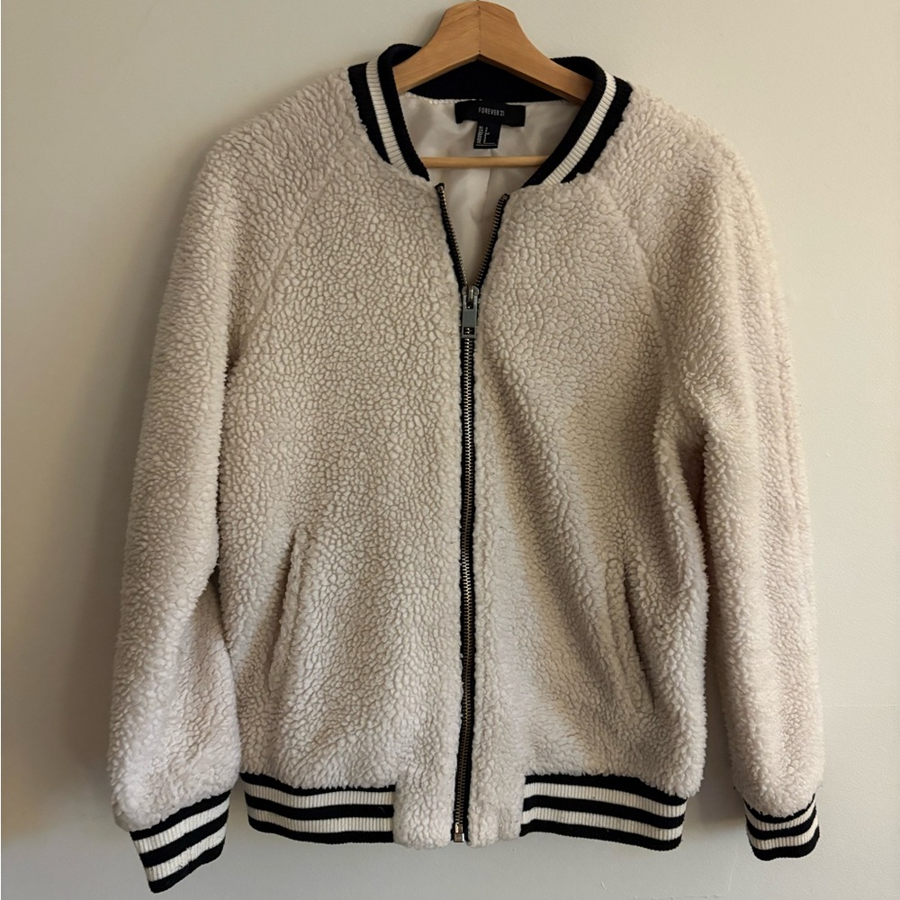 Forever 21 Cream Bomber Jacket